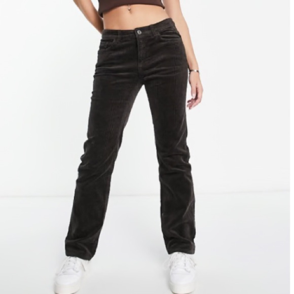 Weekday Pin Straight Leg Cord Pants in Brown